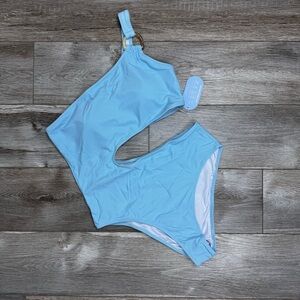 Hilinker Women’s One‎ Shoulder O Ring One Piece
Swimsuit Keyhole Cutout Size MED